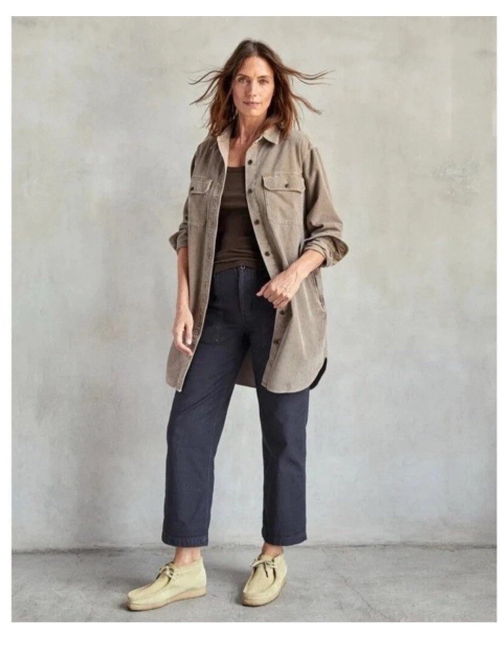 outerknown • blanket corduroy shirt dress organic cotton tan